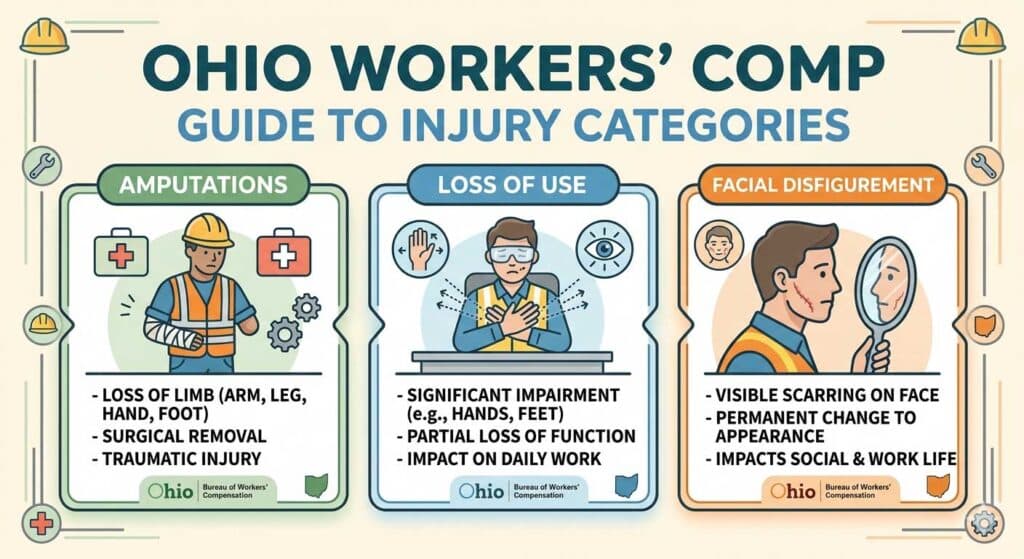 Ohio Workers’ Comp – Amputations, Loss of Use, Facial Disfigurement