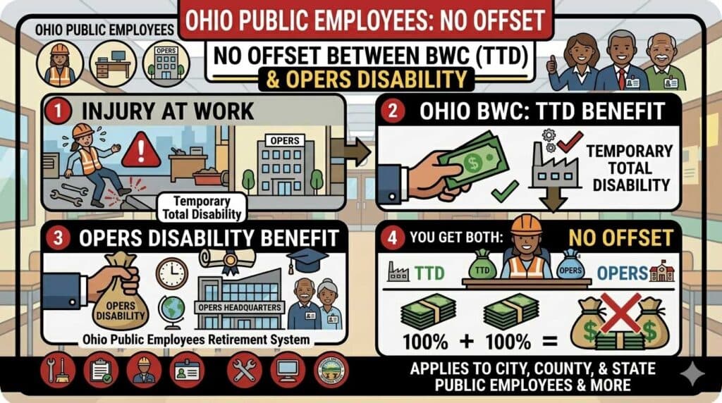 There is No Offset between Ohio Work Comp TTD and OPERS Disability Benefits