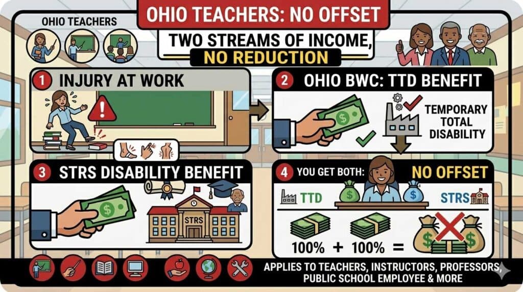 There Is No Offset Between Ohio Workers’ Compensation Temporary Total Disability (TTD) and STRS Disability Benefits